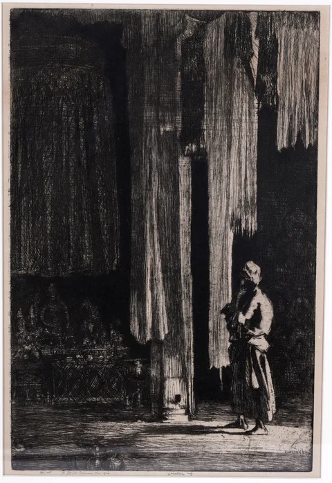 Ernest Stephen Lumsden, The Acolyte, limited edition etching, 38/45