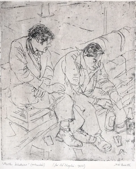 Andrew Freeth, Meths Drinkers, etching