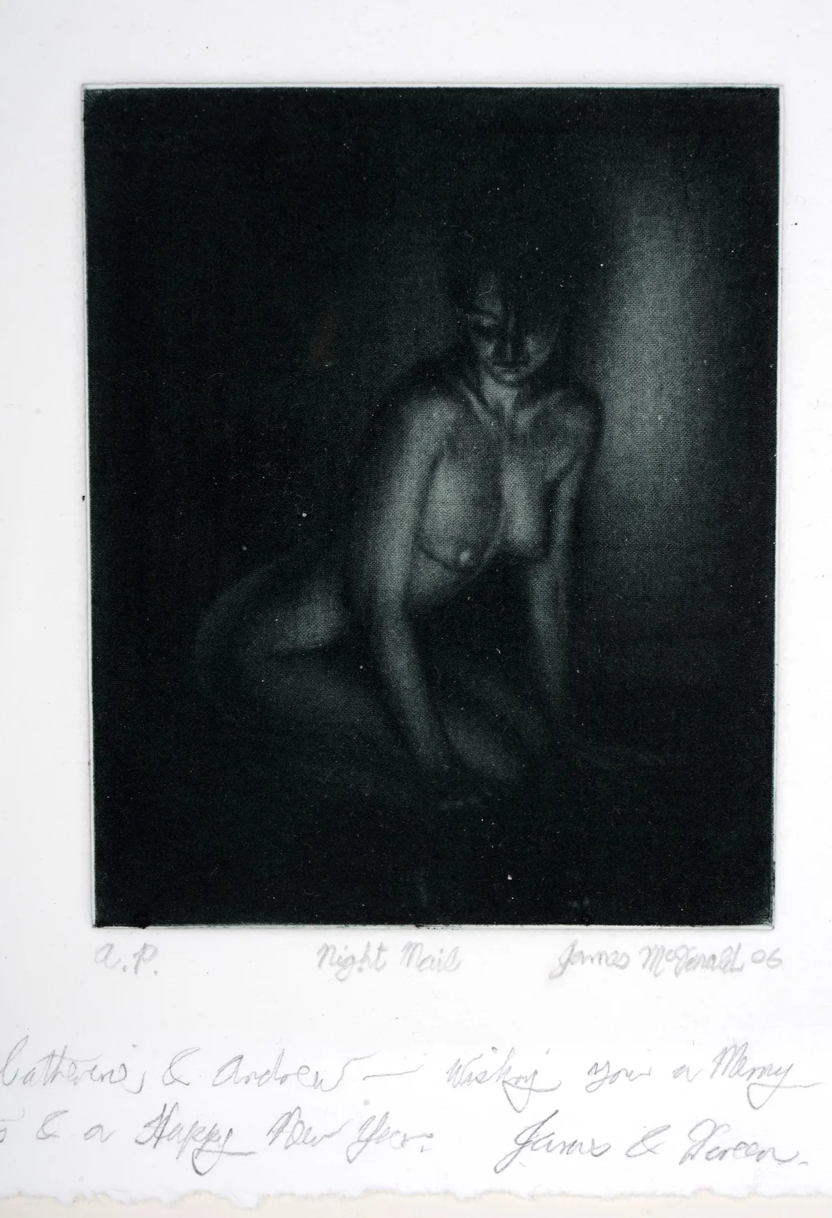 James McDonald, Night Mail, mezzotint, artist's proof