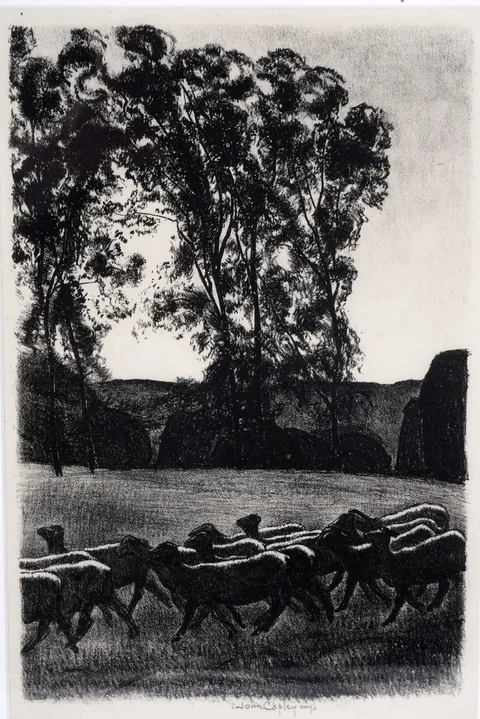 John Copley, Sheep in the Night, lithograph