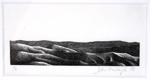 John Farleigh, Sand Dunes, limited edition wood engraving. 1/6