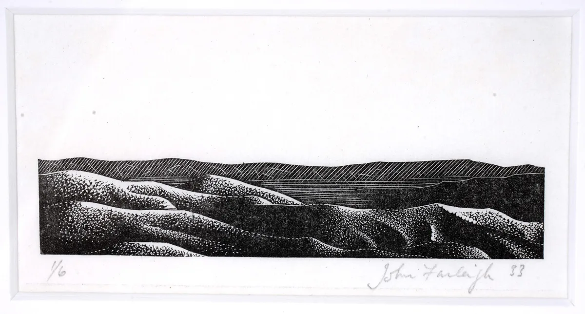 John Farleigh, Sand Dunes, limited edition wood engraving. 1/6