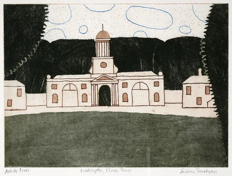 Julian Trevelyan, Wallington, Clock Tower, etching and aquatint