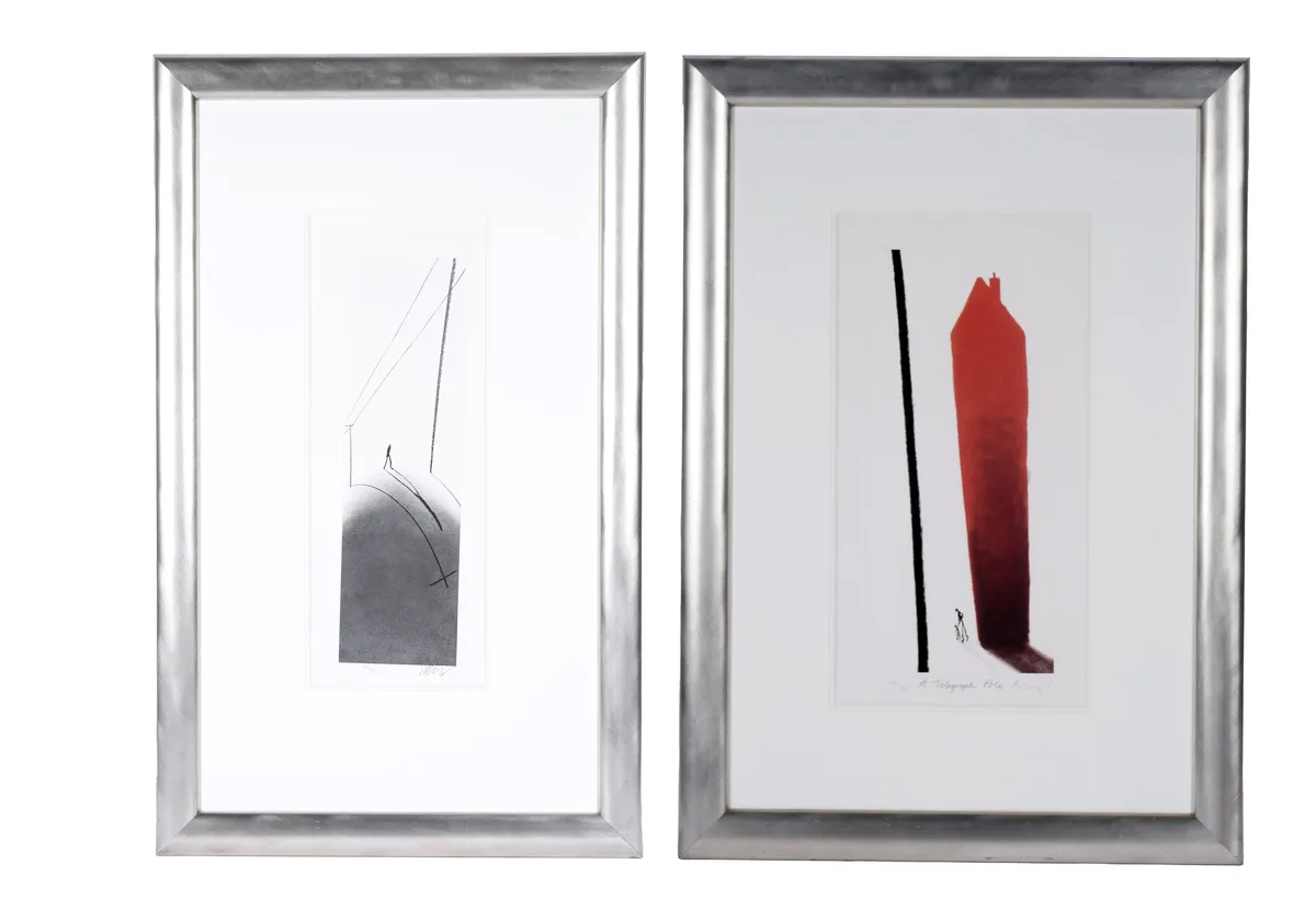 Mackenzie Thorpe, Two telegraph pole studies, limited edition photo lithograph 330/850