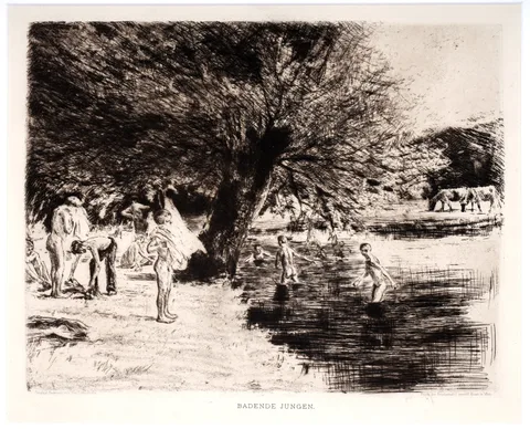 Max Liebermann, Badende Jungen, etching
