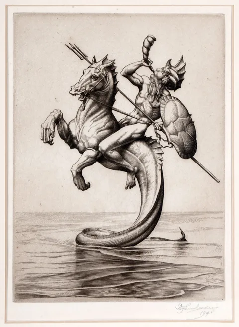 Stephen Gooden, Triton, engraving