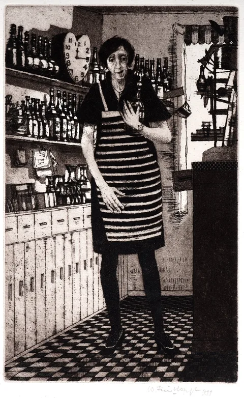 Wilfred Fairclough, Venetian Barmaid, etching and aquatint