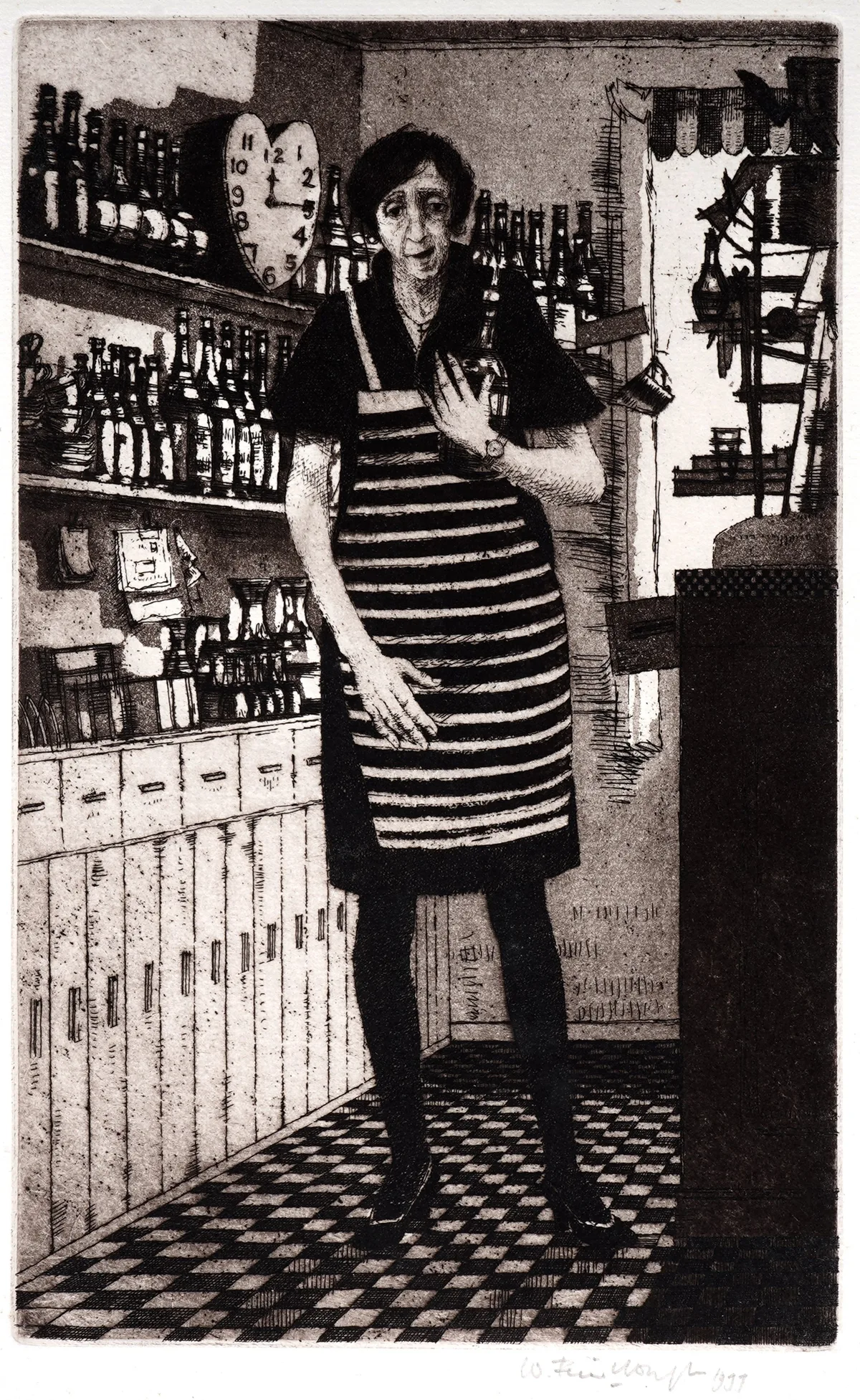 Wilfred Fairclough, Venetian Barmaid, etching and aquatint
