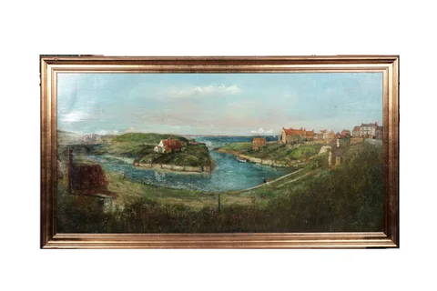 John Falconer Slater, Seaton Sluice, oil on board