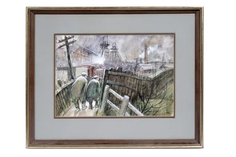 Norman Cornish, Colliery Scene at Night, watercolour and gouache