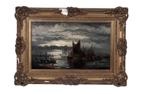 William Thornley, Moonlit marine view, oil on canvas