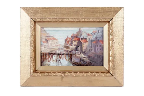 James Watson, Staithes, oil on panel