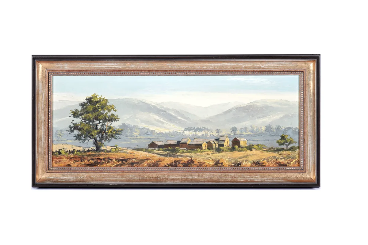 Rex Preston, Landscape with a farm, oil on board