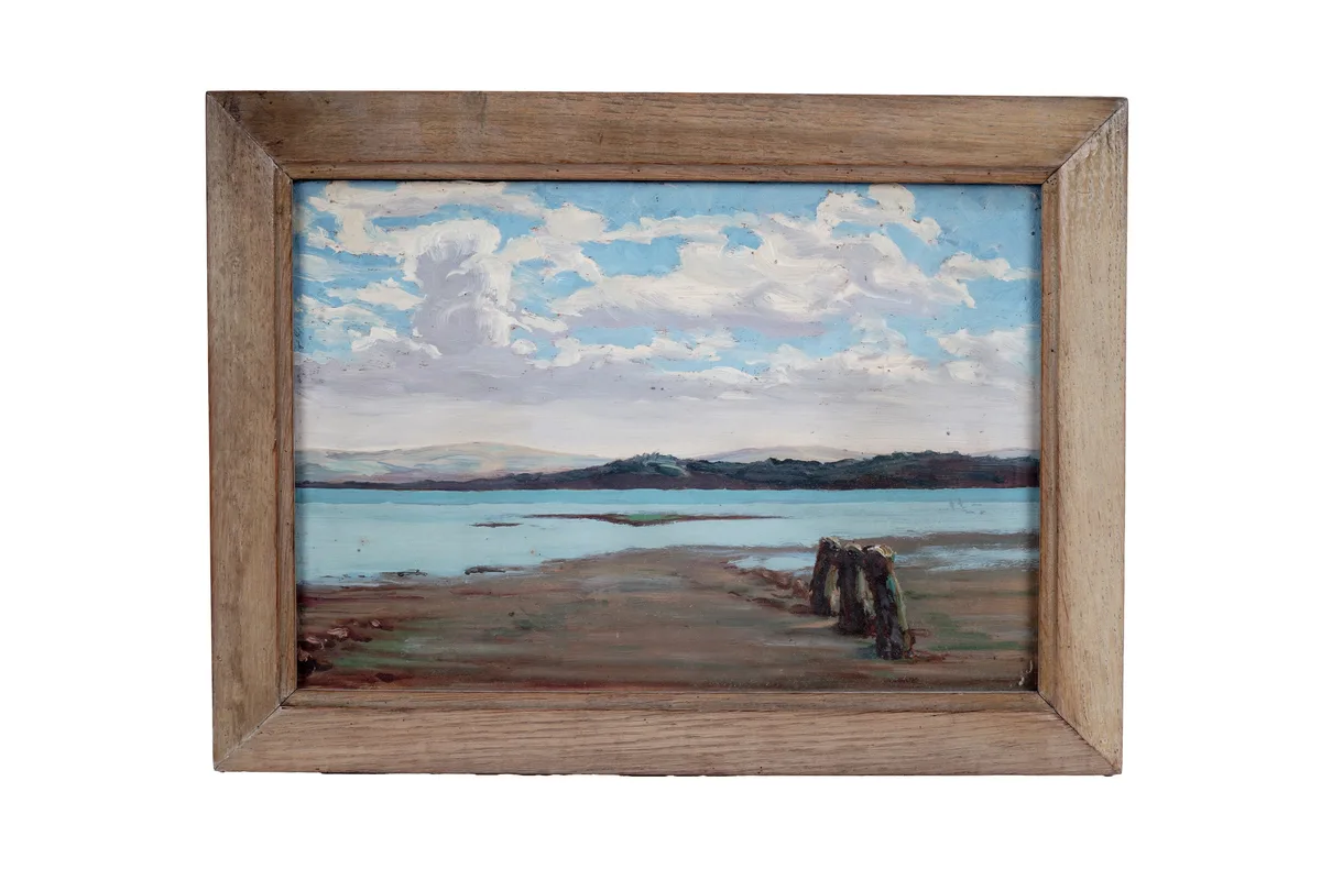 Sir Leslie Frederic Scott, View of the Isle of Wight from the house on the shore, oil on board
