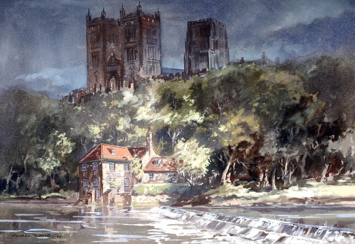 Ronald Lambert Moore, The Millhouse, Durham, gouache