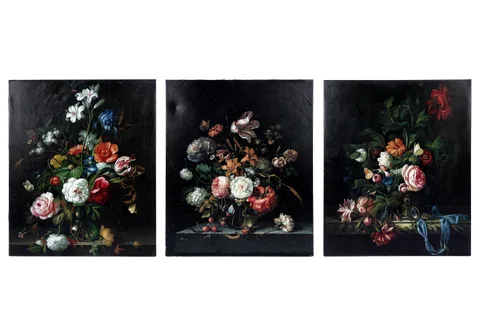 Dutch School, Still Life Triptych, oil on canvas