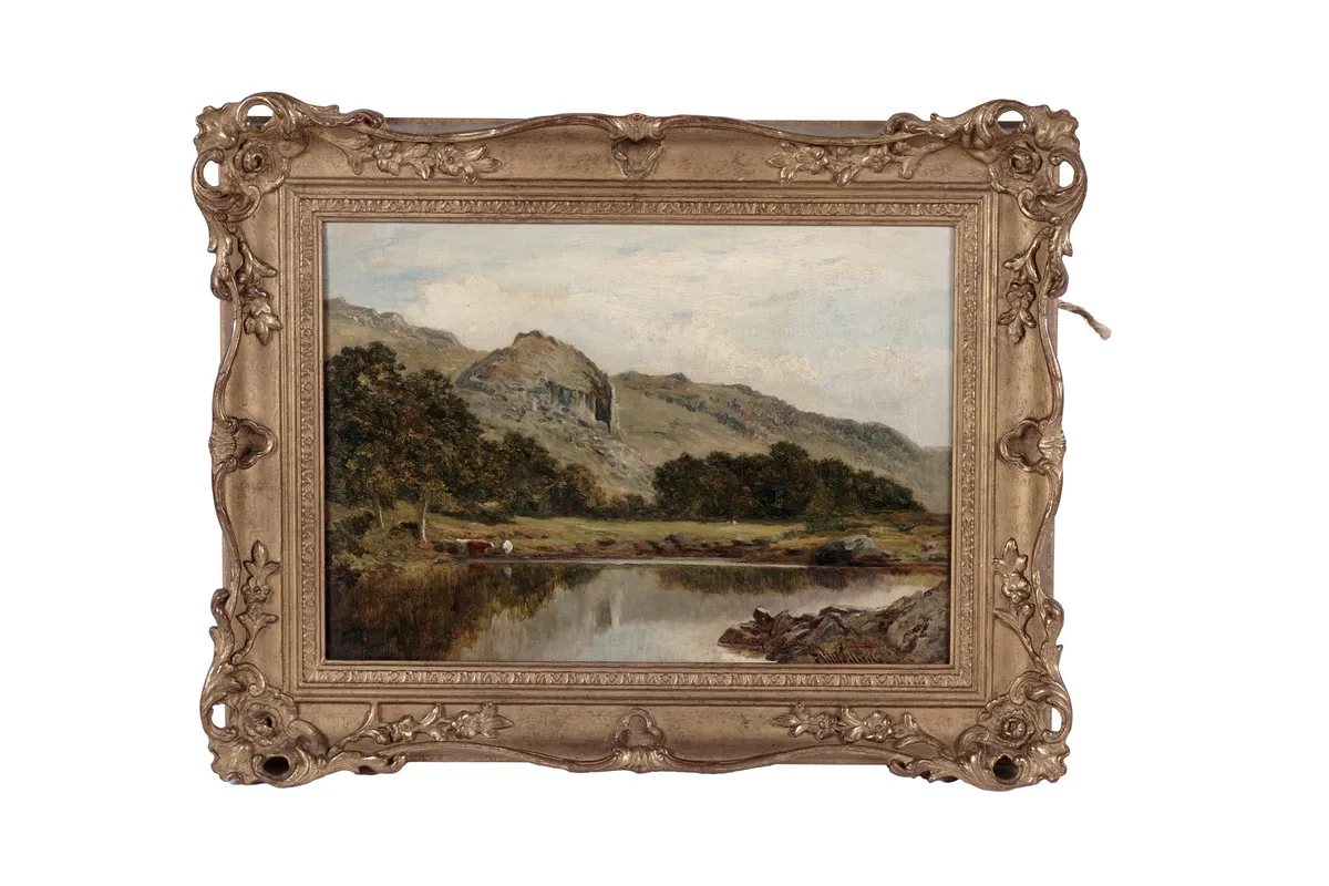 John Surtees, Cattle watering by a river, oil on canvas