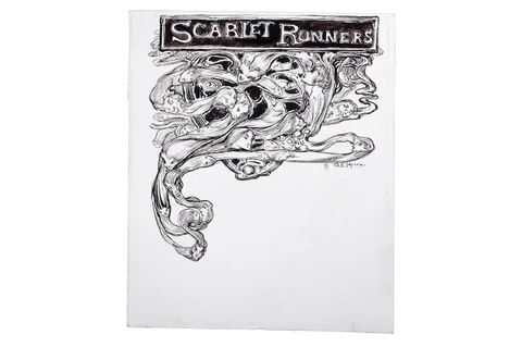 Gerald Moira, Scarlet Runners, pen and ink