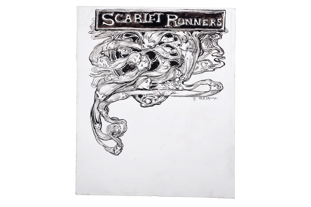 Gerald Moira, Scarlet Runners, pen and ink