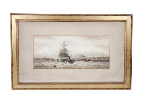 William Thomas Nichols Boyce, Ships on the Tyne, watercolour