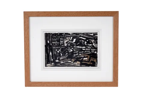 David Smith, A miner crawling, ink and wash
