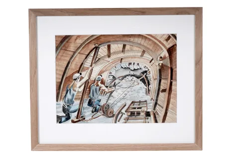Ron Gribbons, Collapsing the Tunnel, watercolour and ink