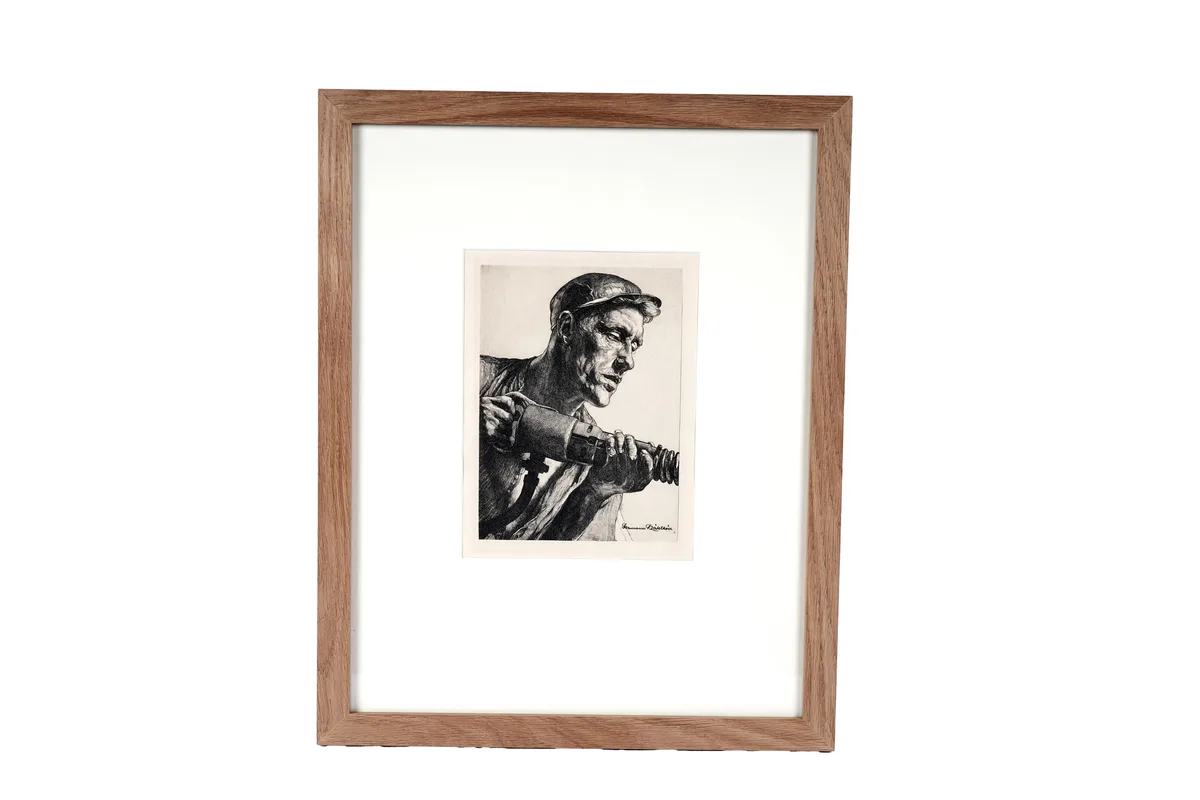 Hermann Kätelhön, Mine worker with drill, etching
