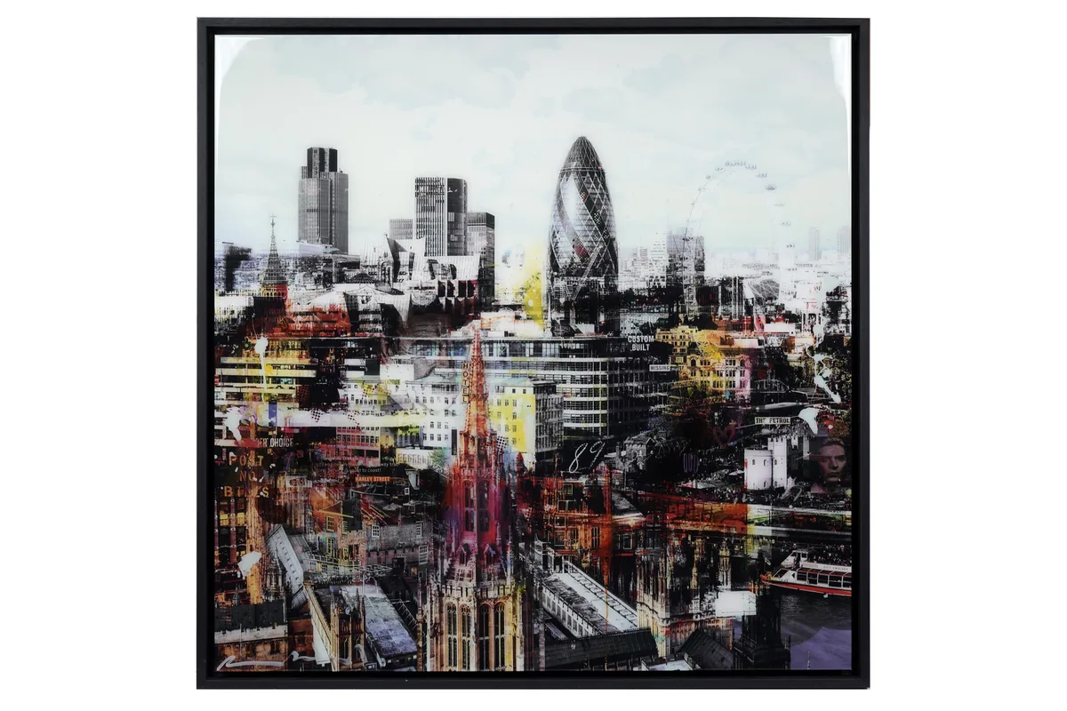 Paco Raphael, London Sky, mixed media on aluminium