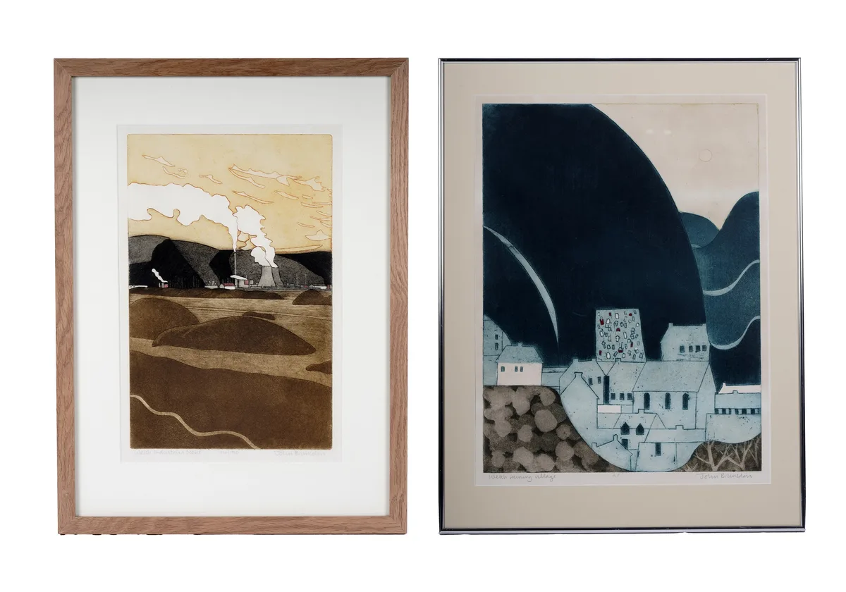 John Brunsden, Welsh Mining landscapes, aquatint etching