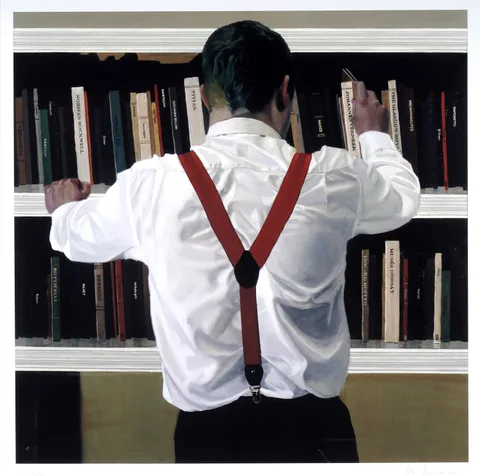Library 1 by Iain Faulkner, pencil signed to the margin, with Aquarelle Publishing blindstamp, sold Dec 2025
