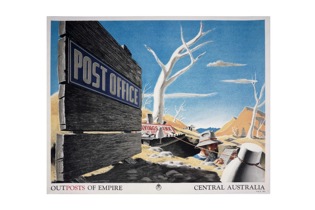 John Vickery, Outposts of Empire, Central Australia, lithograph poster, published by the GPO (General Post Office)