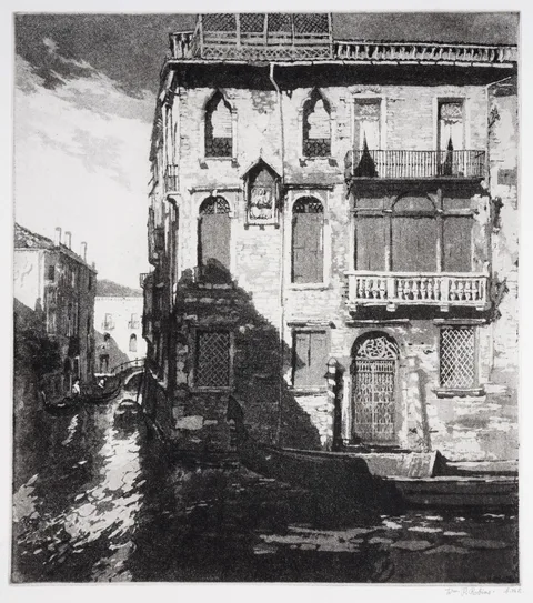 William Palmer Robins, Venice Canals, pencil signed to the margin