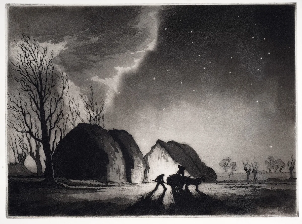 William Palmer Robins, December Night, aquatint etching