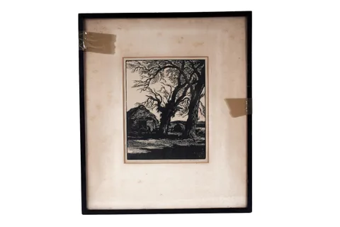 William Palmer Robins, Moving hay by the barrow, pencil signed