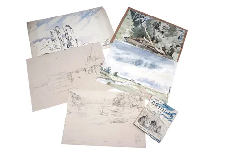 William Palmer Robins, Five en plein air landscape studies, watercolour and pencil studies