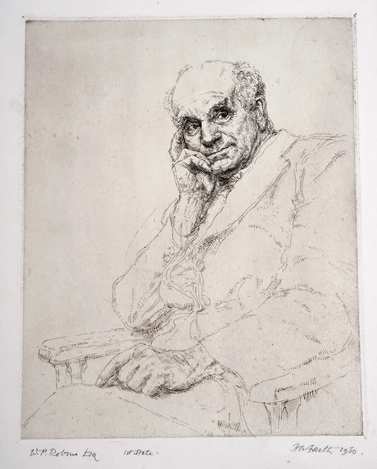 Andrew Freeth, W.P. Robins Esq., pencil signed, titled and dated '50