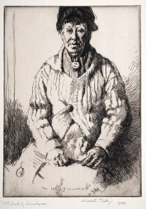 Arthur Ralph Middleton Todd, Mrs Jock of Limehouse, pencil signed, titled and dated 1922 to the margin