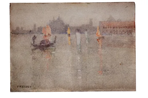 Venetian scene, morning haze by Frank Kelsey, watercolour, sold Nov 2025