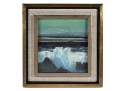 John Houston, The Wave and Island, oil on board