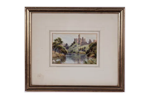 Harry Sticks, Warkworth Castle from the River Coquet, watercolour