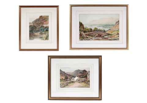 Harry Sticks, Three Lake District landscape views, watercolour