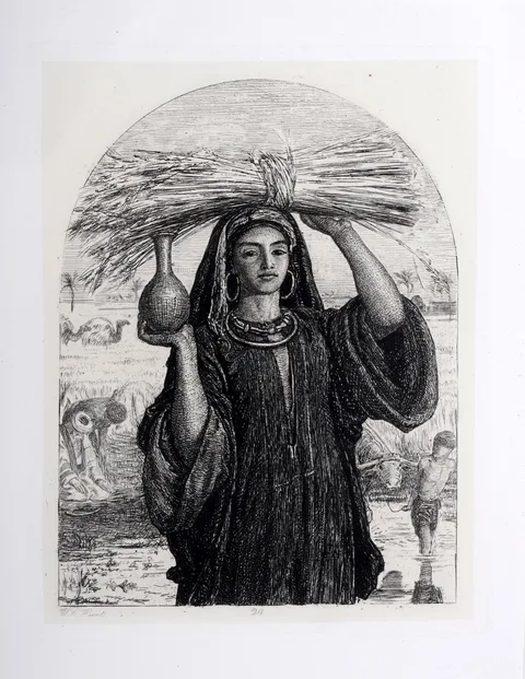 William Holman Hunt, The Abundance of Egypt, etching on chine appliqué