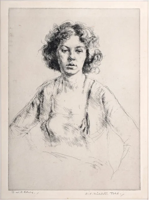 Arthur Ralph Middleton Todd, Portrait of a woman, pencil signed to the margin