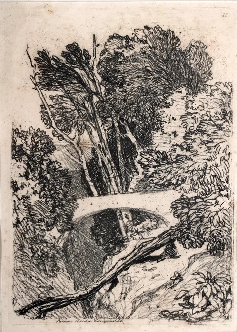 John Sell Cotman, Parson's Bridge, Cardiganshire, soft ground etching