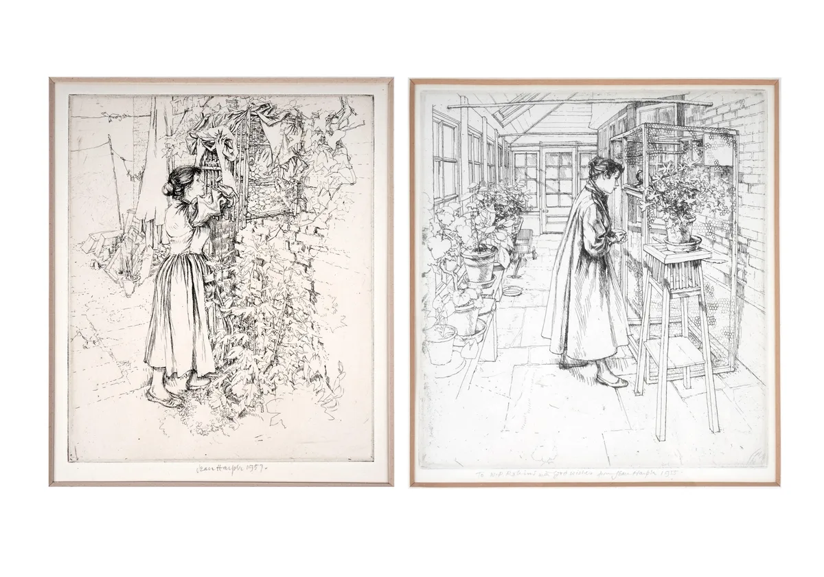 Jean Harper, two studies, pencil signed and dated 1955 to the margin