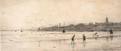 William Lionel Wyllie, Children playing golf on the sands at St Andrews, etching
