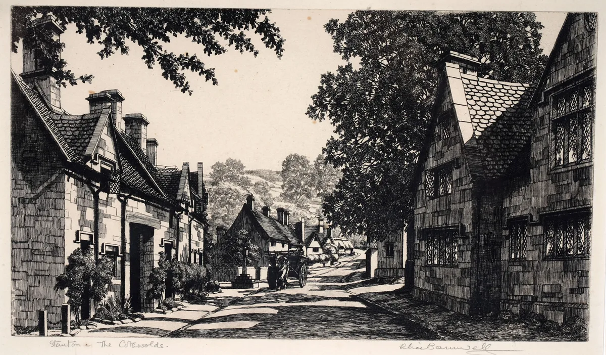 Alice Barwell, Stanton, The Cotswolds, etching