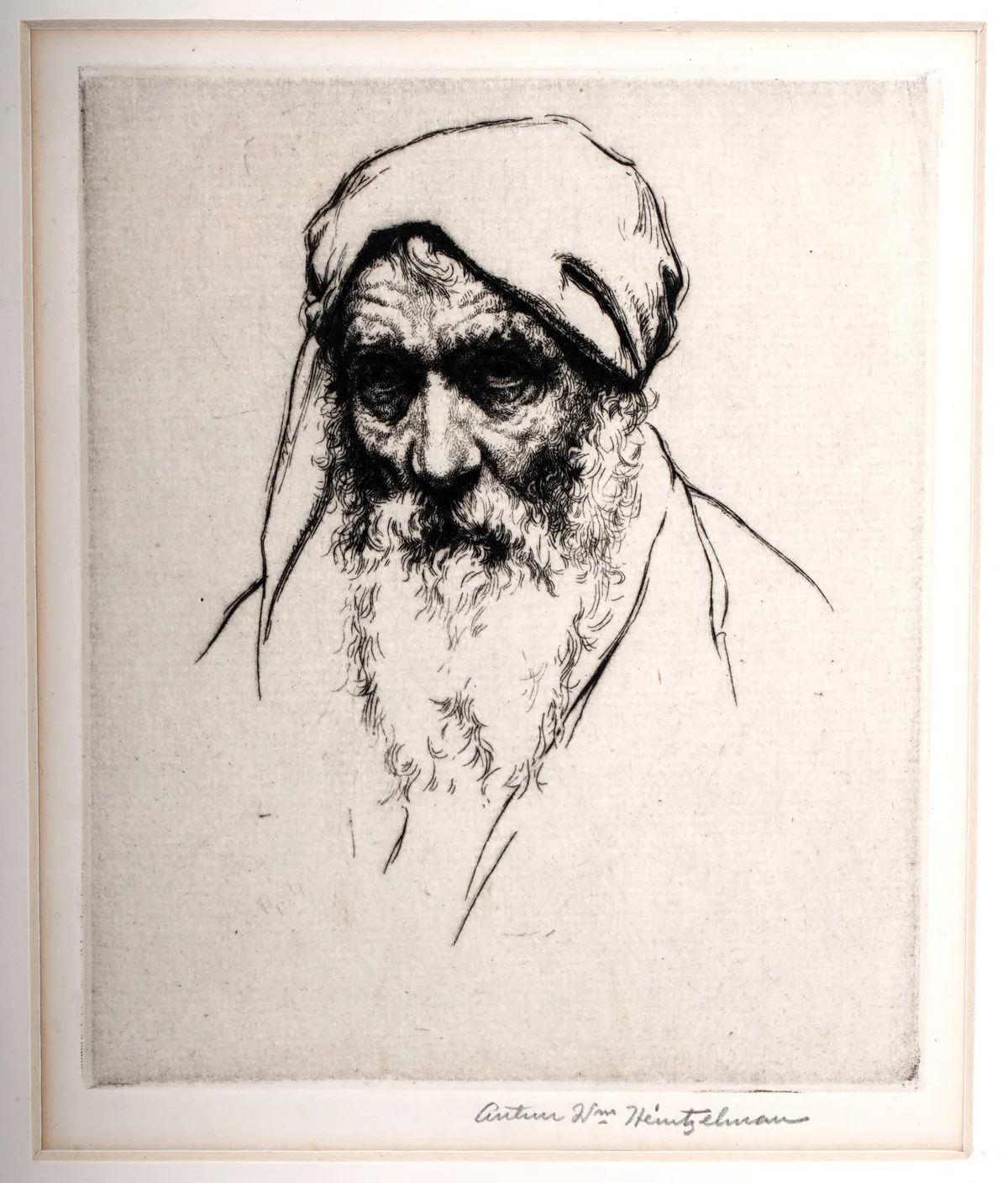 Arthur William Heintzelman, Portrait of an old man, etching