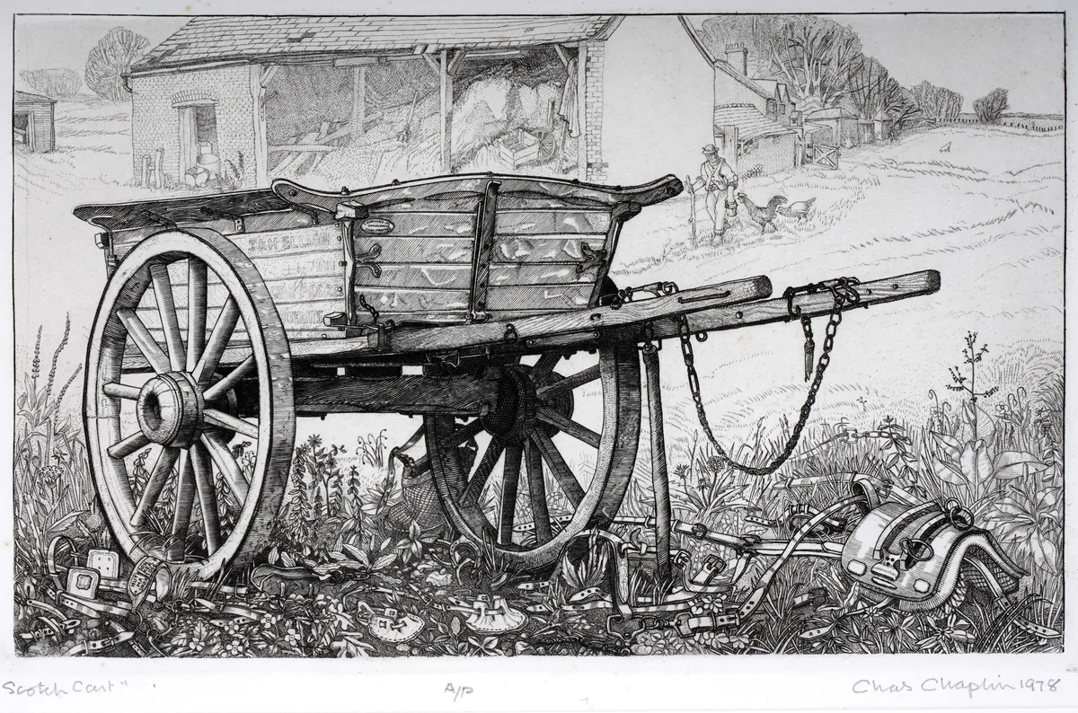 Charles H.R. Chaplin, Scotch Cart, etching