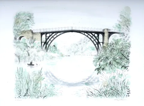 David Gentleman, Iron Bridge, pencil signed to the margin